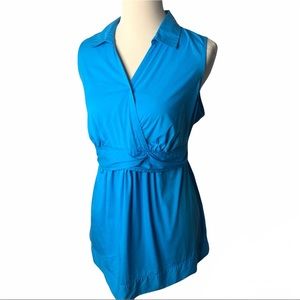 Maternity Aqua Sleeveless Blouse Size Large Nursing V-Neck Motherhood Maternity